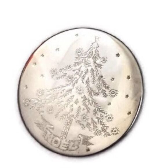 Vintage NOEL Christmas Tree Silver Plated Coasters - Picture 1 of 8